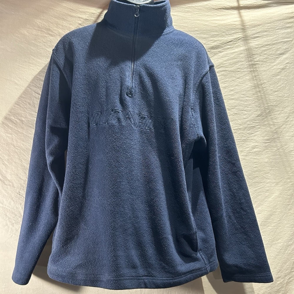 Vintage Y2K Old Navy Fleece Quarter Zip Pullover Mens XL Navy Blue Spellout